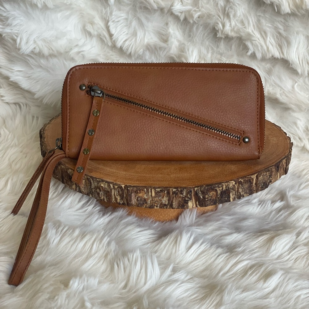 Free People Tan Leather Wristlet